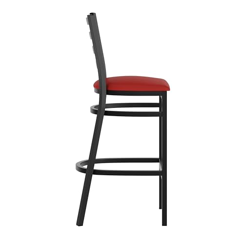 Flash Furniture Red Vinyl Seat/Black Metal Frame / Set of 1 / Traditional Barstools