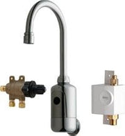 Chicago Faucets Electronic Sensor Hytronic Gooseneck Sink Faucet with Dual, Single Hole Mount, Chrome Plated 1 Hole