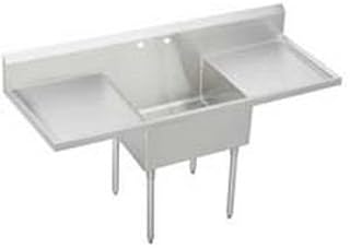 Elkay WNSF8136LR2 Commercial 84" x 27-1/2" Single Compartment Sink with Drainboard 2 Holes