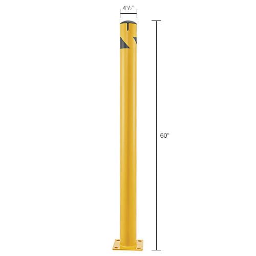 Steel Bollard w/Chain Slots & Removable Cap by Global Industrial – Steel, Yellow, Model 670587