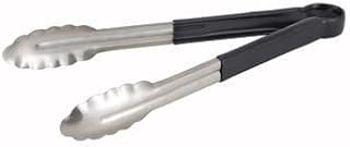 Winco UT-9HP-K 9" Utility Tong W/ Black Plastic Handle & Scalloped Edge - Heavy Duty Tongs-UT-9HP-K