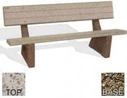 Bohlmann 72" Concrete Bench, White Top, Tan River Rock Leg