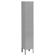 Infinity Two-Tier Two-Door Locker with Recessed Handle & by Global Industrial – Stainless Steel, Grey, Model 254123GY