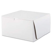 SCT 0977 White Non-Window Lock Corner Bakery Box – Recycable, Professional Clean Cake Boxes, Cookie and Pastry Boxes, Bulk Pack, 10" L x 10" W x 5-1/2" H (Case of 100)