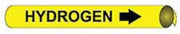 Pipe Marker - Precoiled and Strap-on - Hydrogen, Yellow, For Pipe 2-1/2" - 3-1/4",12"W