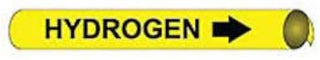 Pipe Marker - Precoiled and Strap-on - Hydrogen, Yellow, For Pipe 2-1/2" - 3-1/4",12"W