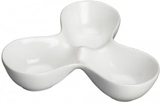 Winco WDP017-103, 7-3/4'' X 5'' Porcelain Trio Bowl, 10 Oz Connected Ceramic Bowls, 24/CS