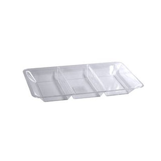 9 x 14 Reusable Plastic 3 Compartments Clear Trays 25 CT