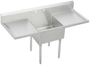Elkay WNSF8124LR2 Weldbilt Stainless Steel 49-1/2" Floor Mount Single Bowl Food Service Scullery Sink with Left and Right Drain Board and Two Faucet Holes - Stainless Steel