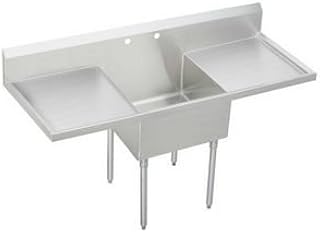 Elkay WNSF8124LR2 Weldbilt Stainless Steel 49-1/2" Floor Mount Single Bowl Food Service Scullery Sink with Left and Right Drain Board and Two Faucet Holes - Stainless Steel