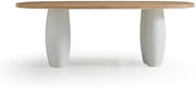 Mesa de Comedor White Restaurant Cafe Dining Table Cream Style Living Room Home Retro Solid Wood Oval Mesa de Comedor(220x90x75cm)