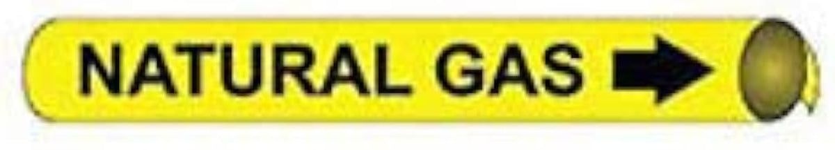 Pipe Marker - Precoiled and Strap-on - Natural Gas, Yellow, For Pipe 4-5/8" - 5-7/8",12"W