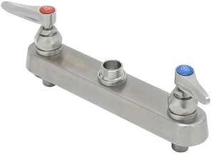 S-1120-LN 8" Stainless Steel Deck Mount Workboard Faucet Less Nozzle with Stainless Steel Lever Handles