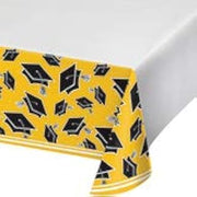 Creative Converting Club Pack School Color Graduation School Bus Yellow Printed Plastic Tablecover 54in x 102in, Box of 12