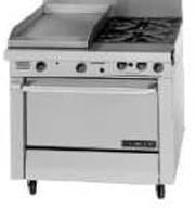 Garland M42S Master Series Heavy Duty 34" Gas Range with (2) 35,000 BTU Open Burners, (1) 17" Griddle & Storage Base