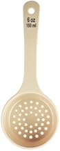 TableCraft 10655 Spoonout, 6 oz., 8.75" x 3.375" x 1.625", Perforated, Short Handle with Black Capacity Markings (oz/ml), Polycarbonate, Beige, NSF