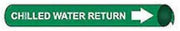 Pipe Marker - Precoiled and Strap-on - Chilled Water Return, Green, For Pipe 3/4" - 1",8"W
