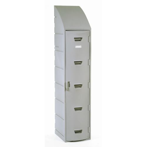 Single Tier Locker by REMCON – 15 inches (W) x 18 inches (D) x 73 inches (H), Plastic, Grey, Model 015501560001027