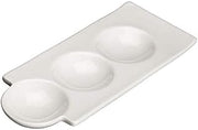 Winco WDP017-107, 9-1/2'' Porcelain Trio Dish, 6 Oz Ceramic Plate w/Three Embedded Bowls, 36/CS