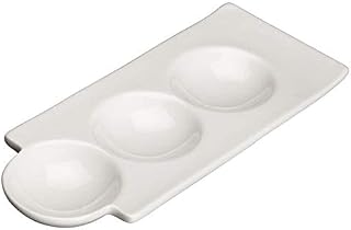 Winco WDP017-107, 9-1/2'' Porcelain Trio Dish, 6 Oz Ceramic Plate w/Three Embedded Bowls, 36/CS