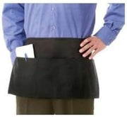 Chef Revival 605PS-BK Spun Polyester Waist Apron with 3 Compartment Front Pocket, 24 by 12-Inch, Black