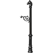 Lewiston Equine Post Only with Support Bracket by Qualarc – 20"D x 8"W x 5' 2"H, Aluminum, Powder Coat, Black, Model LPST-701-BL
