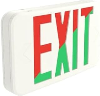 RAB Lighting EXIT34-RG/E - Exit Sign – Universal Red/Green Letters | Battery Backup | Dual Mount | 120-277V | UL Listed | White Thermoplastic Housing | Title 20 Compliant