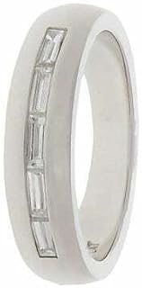 1ct Baguette Moissanite Wedding Band Channel Set Half Eternity White Gold Plated