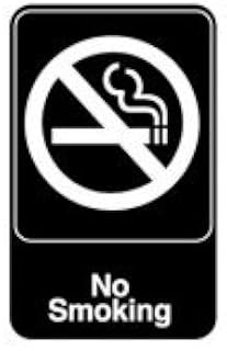 Royal Industries No Smoking Sign, Plastic, Black Sign with White Letters and Graphic.