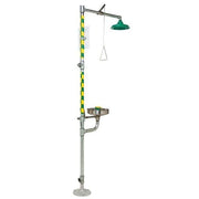 Combination Emergency Shower and Eye/Face Wash with Axion MSR Showerhead by Haws – 30"L x 35"W x 91"H, Stainless Steel/ABS Plastic, Green/Silver, Model 8300-8309
