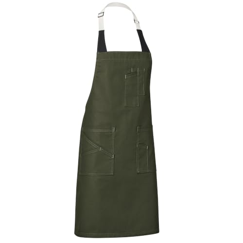 Red Kap Olive / 22W x 34L / Flex Strap Utility Bib Apron Girls