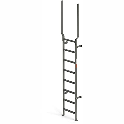 EGA VMS8EX Steel Vertical Wall Mount Ladder W/Rail Extensions by EGA Products – 8.25"L x 21.75"W x 16"H, Alloy Steel, Gray, Model MVMS8EX