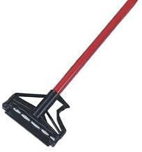 60" Quik-Release Mop Handle w/Plastic Head, Fiberglass, Red