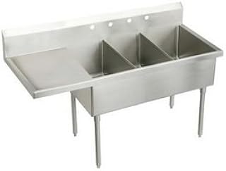 Elkay WNSF8354L3 Commercial 79-1/2" x 27-1/2" Floor Mount Triple Compartment Scullery Sink with Drainboard