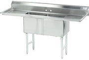 Advance Tabco FC Series Stainless Steel 2 Compartment Fabricated Sink, 24 x 24 inch Bowl -- 1 each.