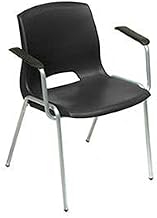 Global Industrial Vented Stack Chairs with Arms Rests - Black, Lot of 4