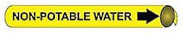 Pipe Marker - Precoiled and Strap-on - Non-Potable Water, Yellow, For Pipe 3/4" - 1",8"W