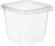 Inline Plastics Safe-T-Fresh Tamper Evident Plastic Container with Hinged Lid, 24 oz, 4.75" x 5" x 4", Clear | 264/Case