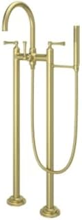Pfister LG6-1TBBG, Tisbury Floor Mounted Tub Filler with Built-In Diverter - Includes Hand Shower, Brushed Gold