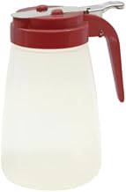 Tablecraft PP10RE Syrup Dispenser, 10 oz., Modern Design, Dishwasher Safe, red ABS Plastic top, BPA Free Polypropylene, Transparent, 12 Each per case