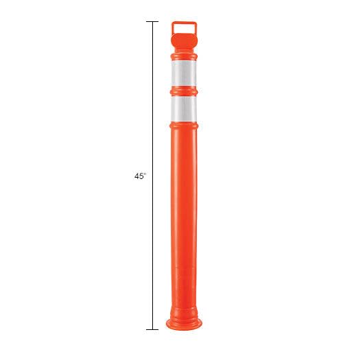 Portable Delineator Post w/ 3" Reflective Bands by Global Industrial – Polyethylene, Orange, Model RD10-R6P-ORG