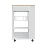 DEPOT E-SHOP 22.4"W x 35.4"H x 14.5"D / White-light Oak / Modern Mobile Storage Islands
