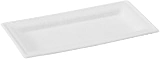 PacknWood Rectangular White Sugarcane Plate | Compostable Heavy Duty Paper Plates | Eco Friendly Sugarcane Plates | 100% Biodegradable Sturdy - 500 pcs