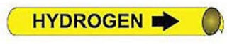 Pipe Marker - Precoiled and Strap-on - Hydrogen, Yellow, For Pipe 1-1/8" - 2-3/8",8"W