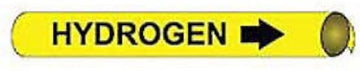 Pipe Marker - Precoiled and Strap-on - Hydrogen, Yellow, For Pipe 1-1/8" - 2-3/8",8"W