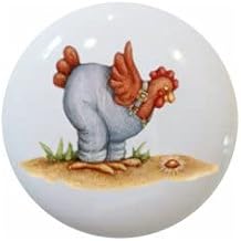 Henny Penny - Chickens Roosters Chicks Farm Coop - DECORATIVE Glossy CERAMIC Cupboard Cabinet PULLS Dresser Drawer KNOBS