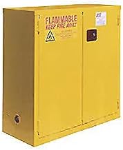 Flammable Cabinet, 28 Gallon, Self Close Double Door, 34"W x 18"D x 44"H