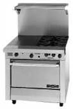 Garland MST42-6S-E Master Series Heavy Duty 34" Gas Range with (2) 35,000 BTU Open Burners, (1) 17" Even Heat Hot Top, (1) Storage Base & Electric Ignition