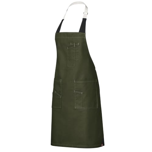 Red Kap Olive / 22W x 34L / Flex Strap Utility Bib Apron Girls