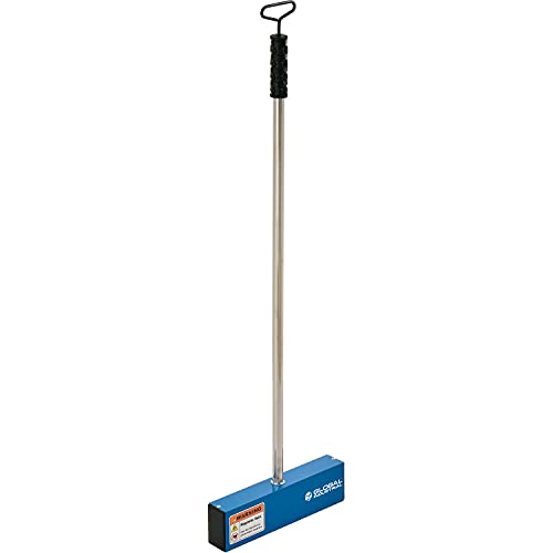 Magnetic Nail Sweeper With Load Release Handle by Global Industrial – 1.75"L x 11"W x 36.88"H, Silver/Blue, Model 116111